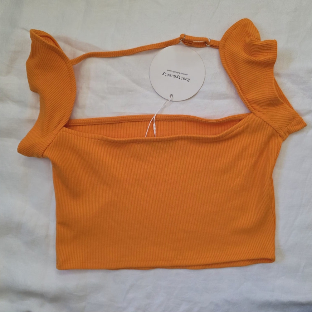 Vibrant Orange Off-Shoulder Crop Top
